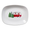 Retired Holiday Trailer with Tree 12 Inch Large Rectangular Platter