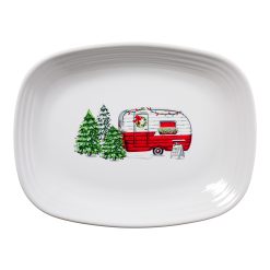 Retired Holiday Trailer with Tree 12 Inch Large Rectangular Platter